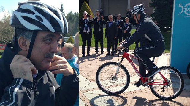 Abdullah Gül bisiklete bindi