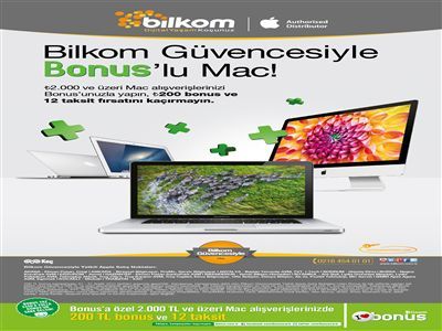 Bilkom Güvenceli Mac Bilgisayarlarda Bonus Fırsatı